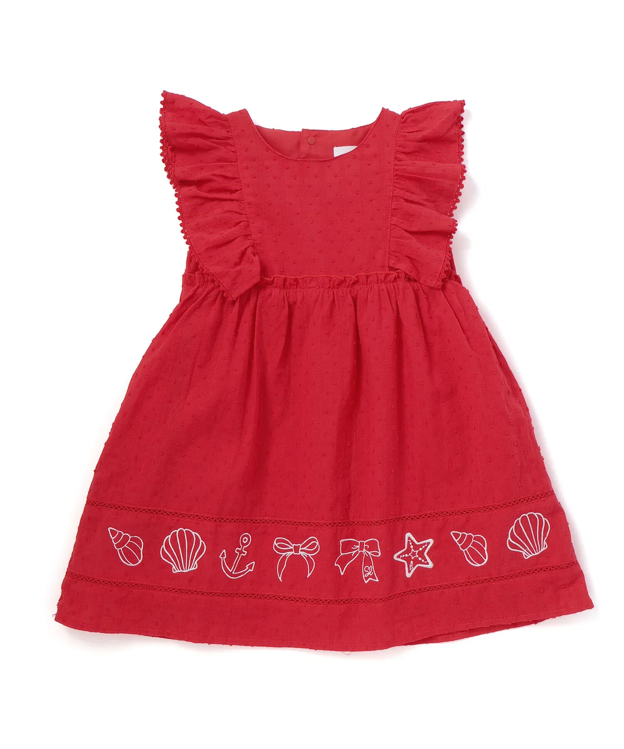 Детское платье для девочек с морской вышивкой, модель Marine Embroidery SLAP SLIP, Red — фото 4