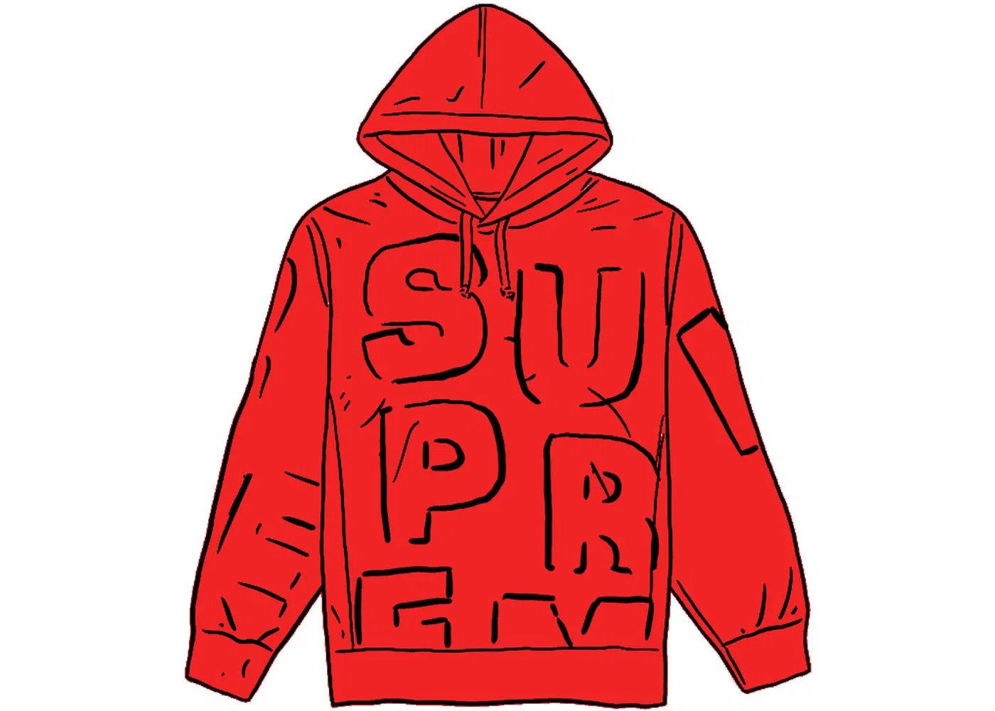 Мужской худи с принтом Cutout Letters Supreme, Red