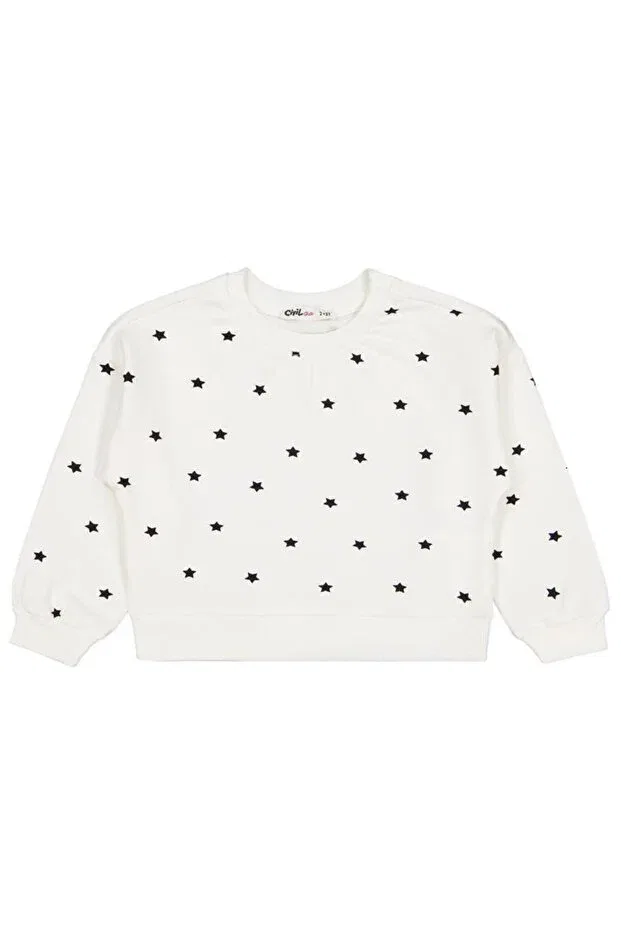 Детские свитшот для девочек с принтом Yıldız printed, Civil Girls, Ecru