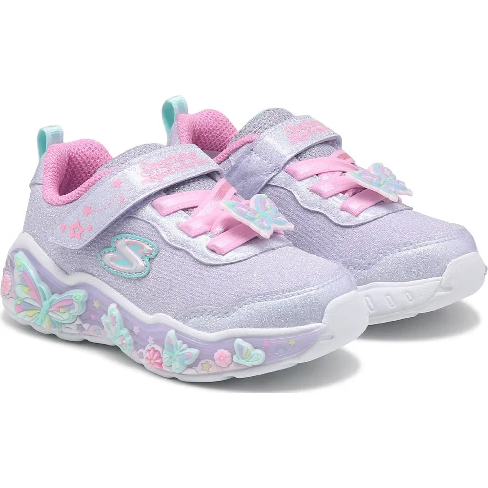 Детские светящиеся кроссовки Butterfly Bliss для малышей Skechers, Lavender/Pink Multi