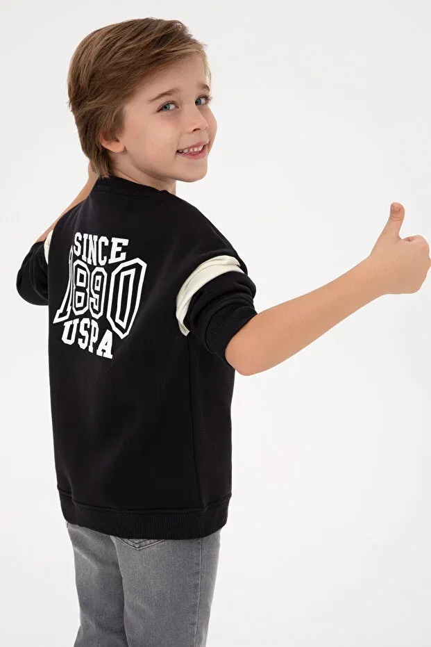Детские свитшот для мальчиков на флисе U.S. Polo Assn., Black — фото 2