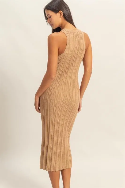 Женское облегающее платье с круглым вырезом Ribbed Knit, Dark Taupe — фото 3