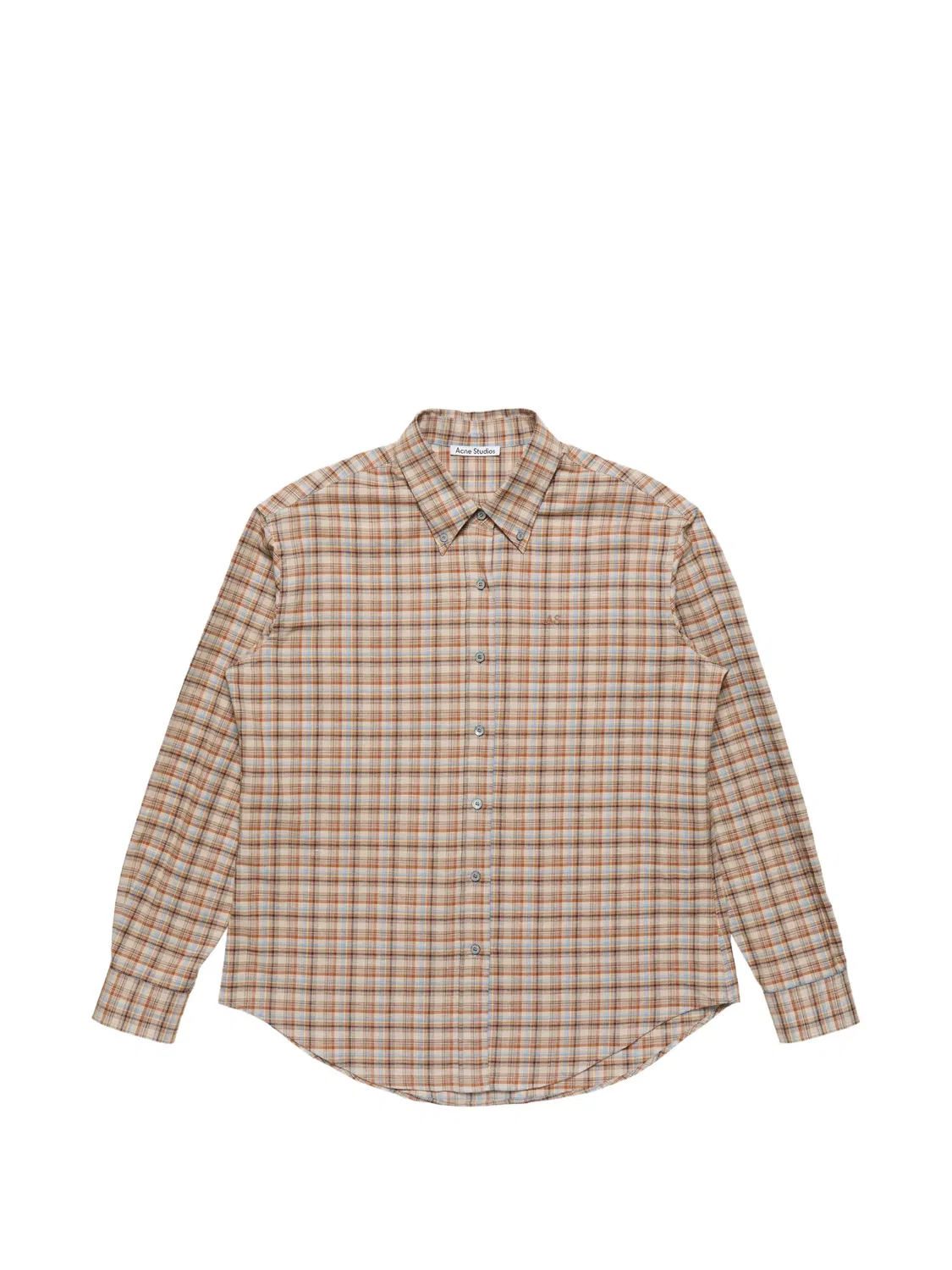 Хлопково-льняная рубашка в клетку Acne Studios, нейтральные