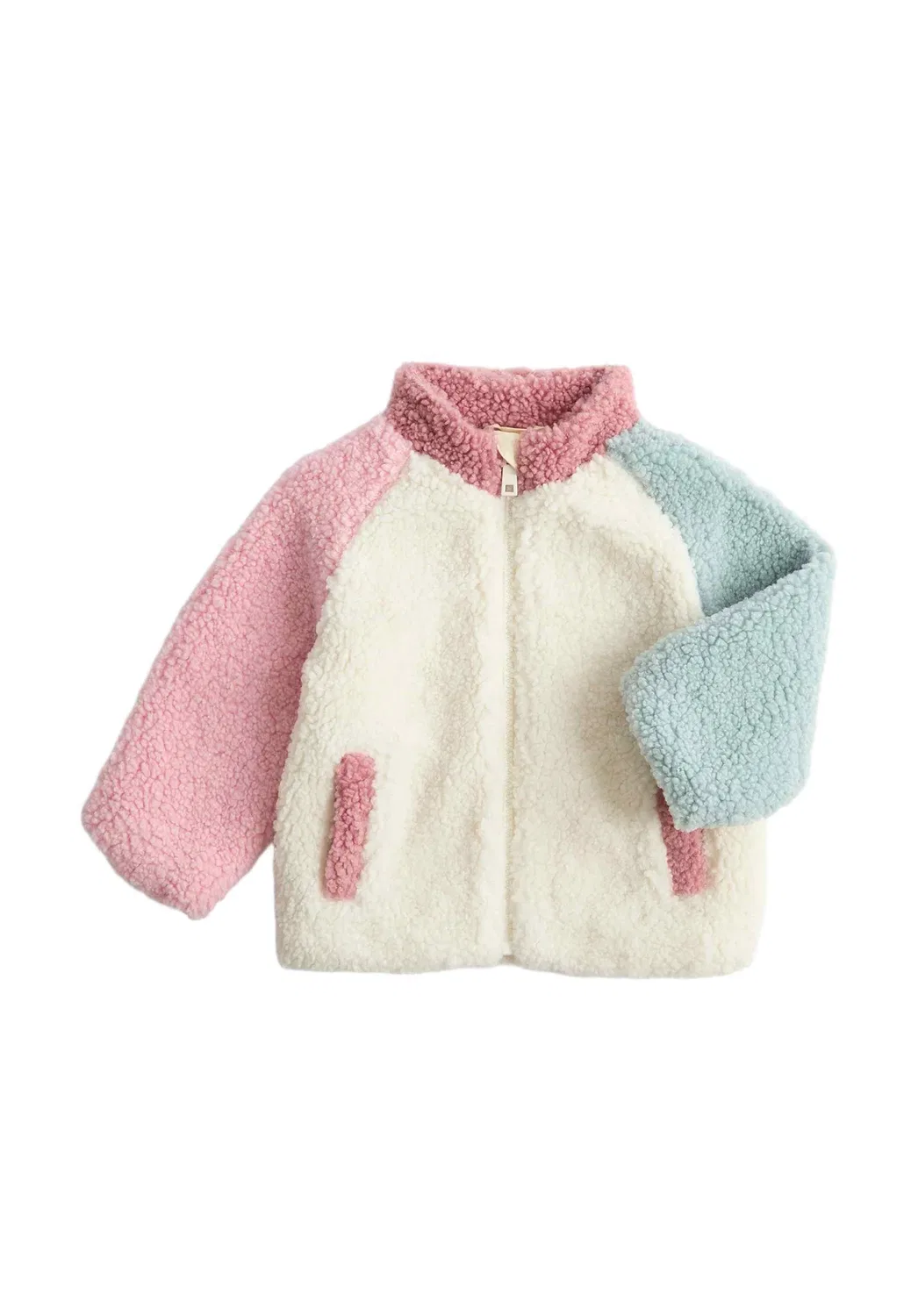 Куртка Borg с цветовыми блоками (0-5 лет). Унисекс - флисовая куртка Marks & Spencer, Cream Mix