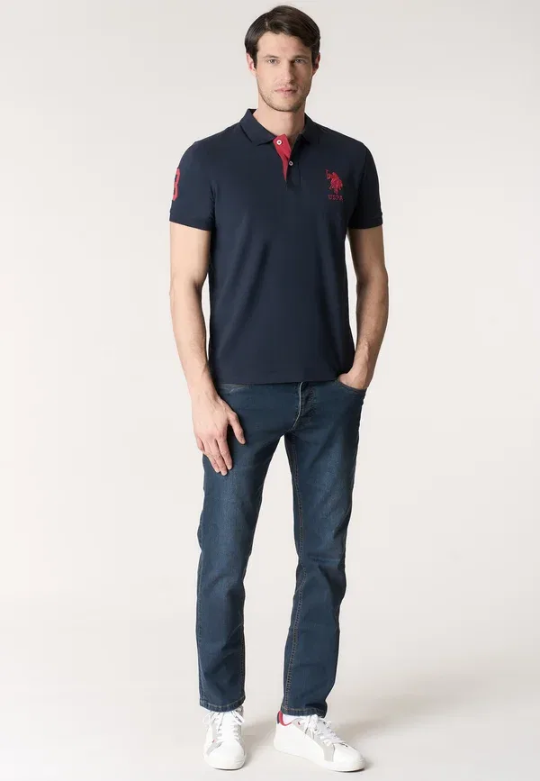 Поло с вышивкой Da Con Logo Maxi Ricamato e Numero U.S. Polo Assn., синий — фото 2