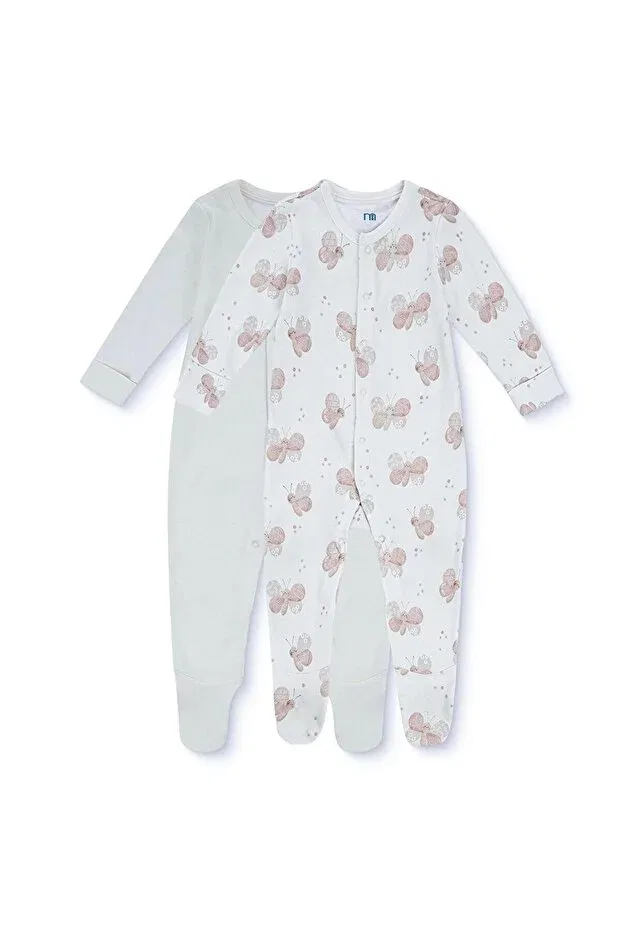 Детский комбинезон для девочек с принтом Butterfly Print Mothercare, Ecru Printed