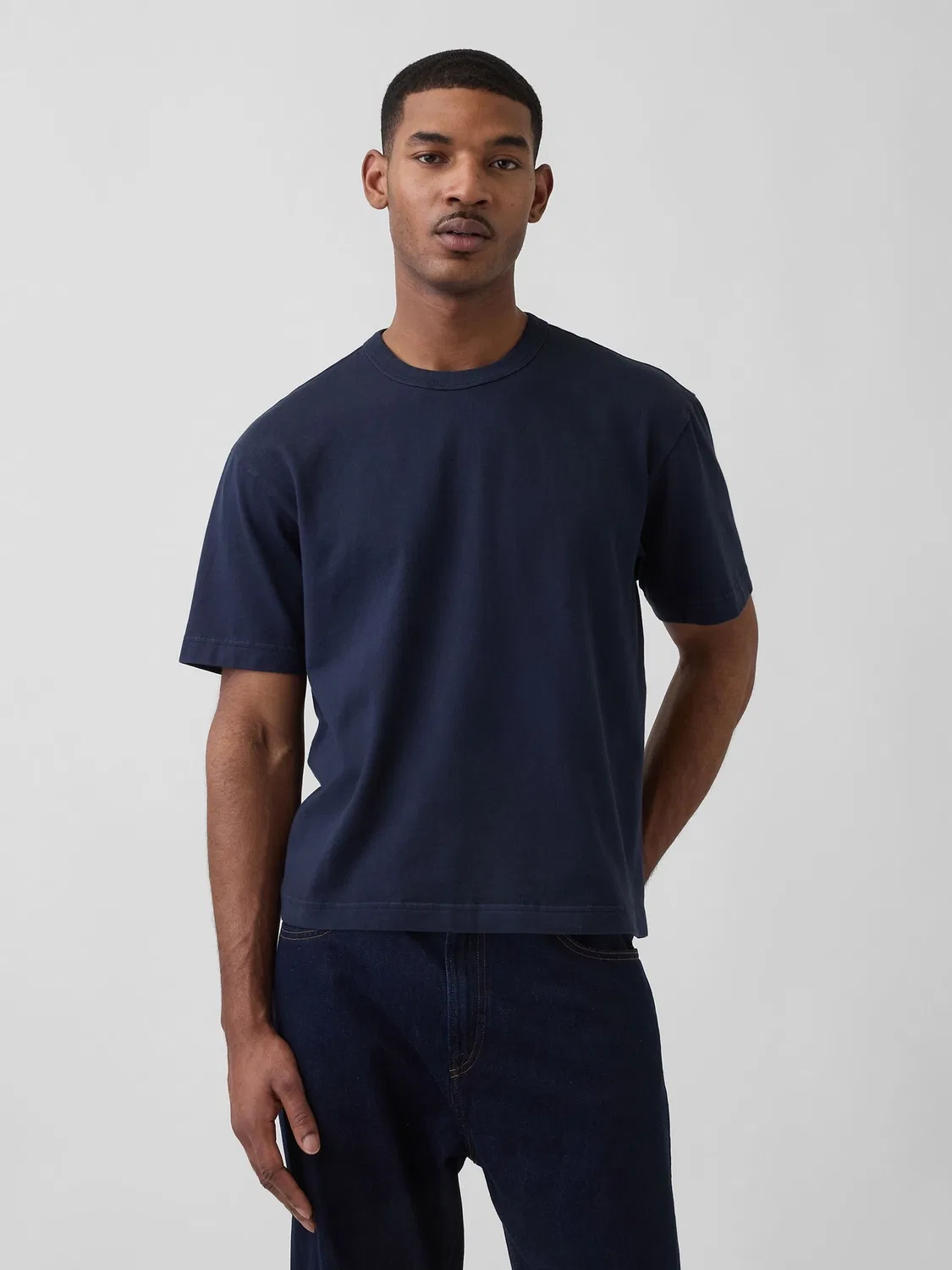 Футболка свободная Gap Navy Heavyweight Boxy, темно-синий