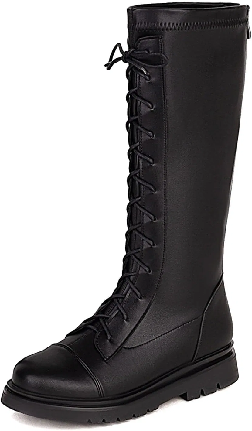Детские ботинки для девочек с боковой молнией, модель Combat Boots, PU-кожа
