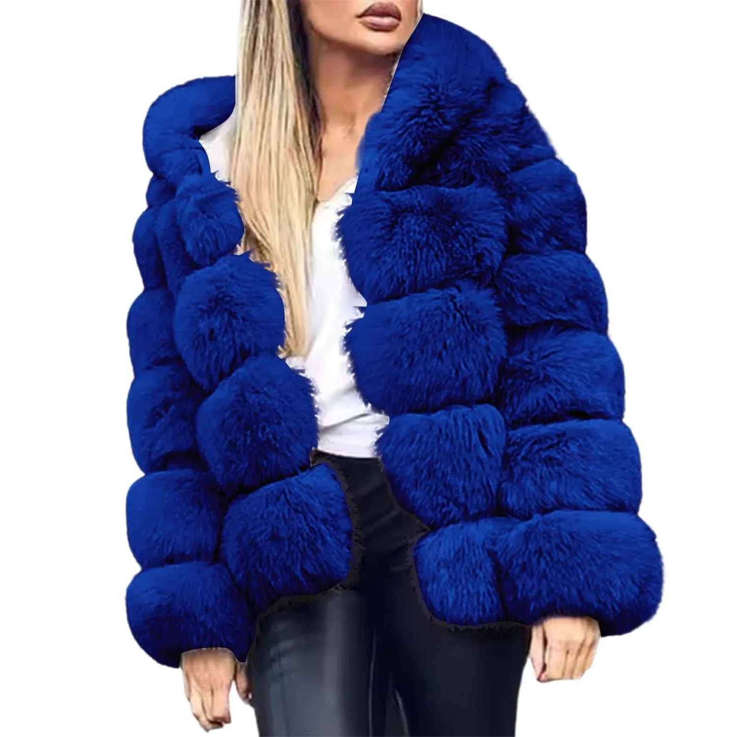 Женский кардиган с капюшоном из флиса, Dark Blue-b