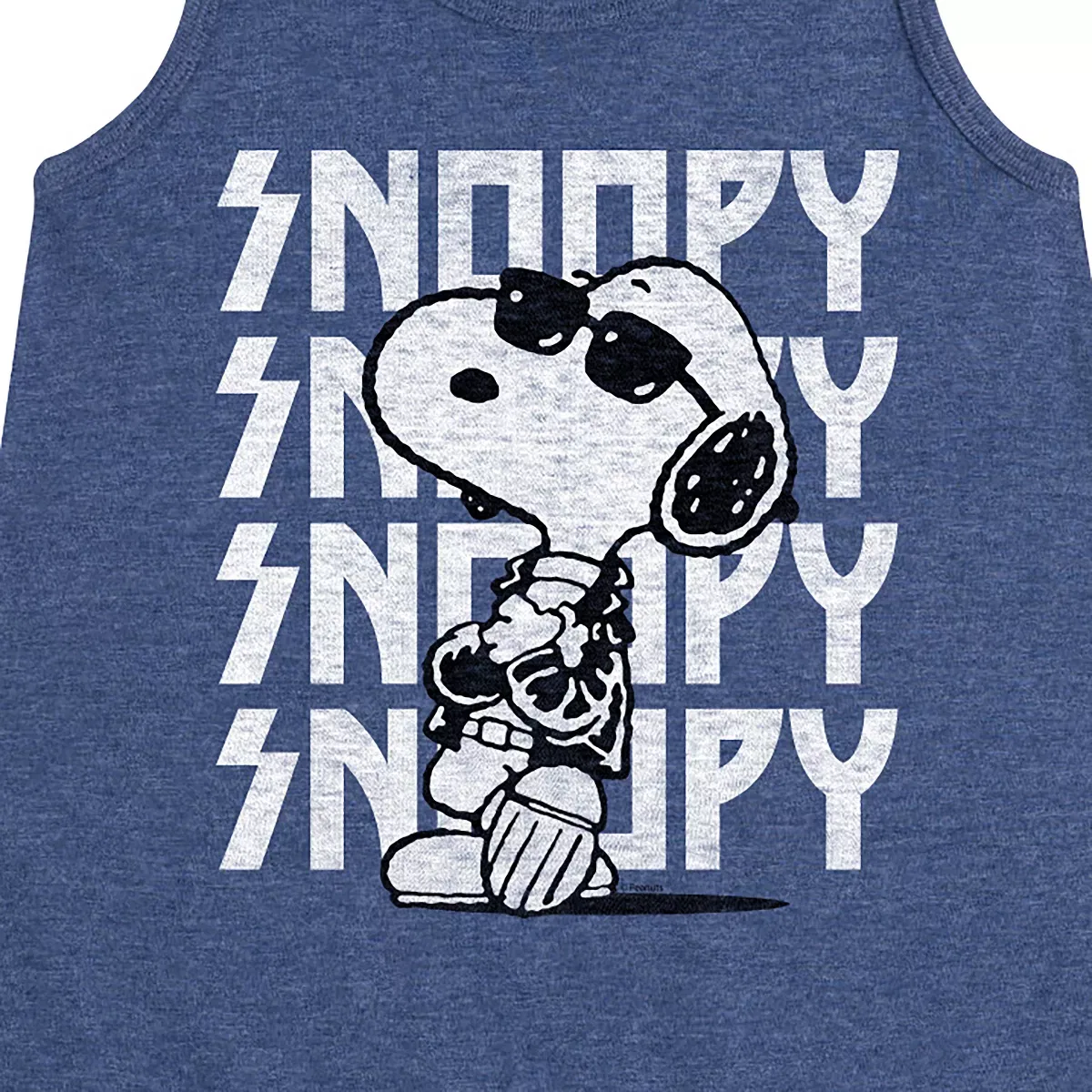 Детское платье-трапеция без рукавов с принтом Snoopy Rock Name Repeat Peanuts, Heather Navy — фото 2