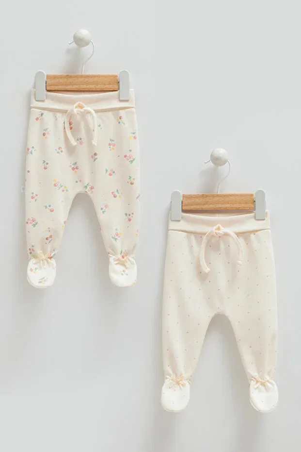Детские брюки для девочек с принтом Little emu cherry baby booties Caramell, Ecru