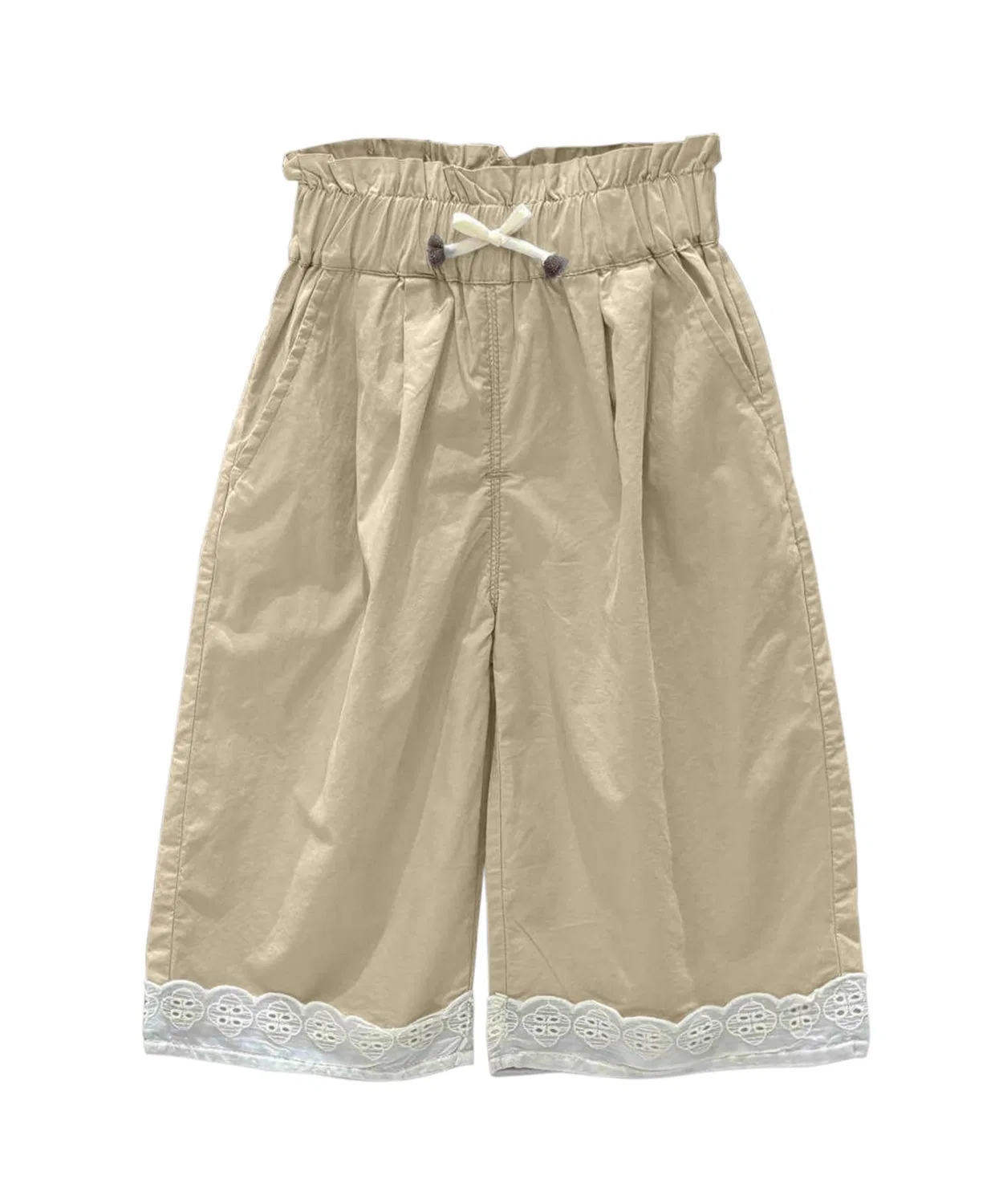 Детские широкие брюки с кружевным низом из хлопка aimoha, Beige