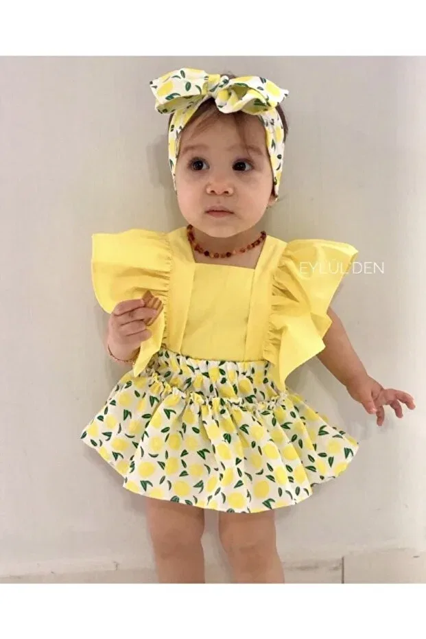 Детский комбинезон для девочек хлопковый Lemon baby jumpsuit Elahobi, Yellow