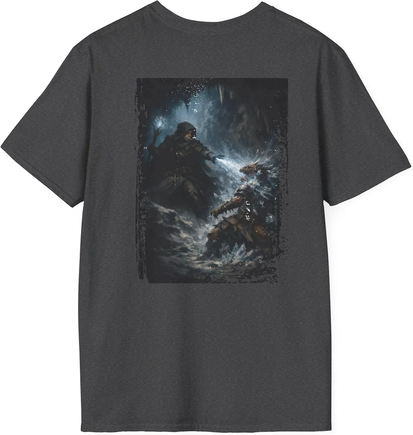 Футболка с принтом Wizard Attacking Kobold Gildan, Dark Heather — фото 2