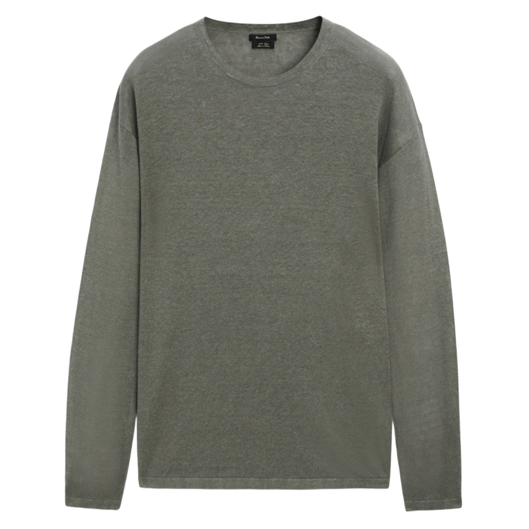 

Свитер Massimo Dutti с круглым вырезом из 100% льна, хаки