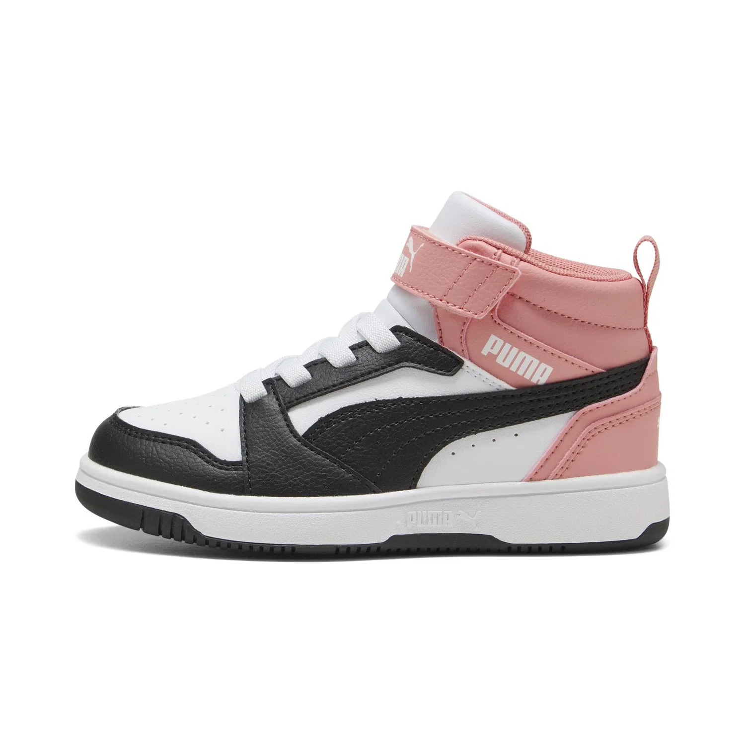 Детские кроссовки для мальчиков с высоким берцем PUMA Rebound V6 Mid Ac+ Ps PUMA, Bianco Con Grigio E Blu — фото 3