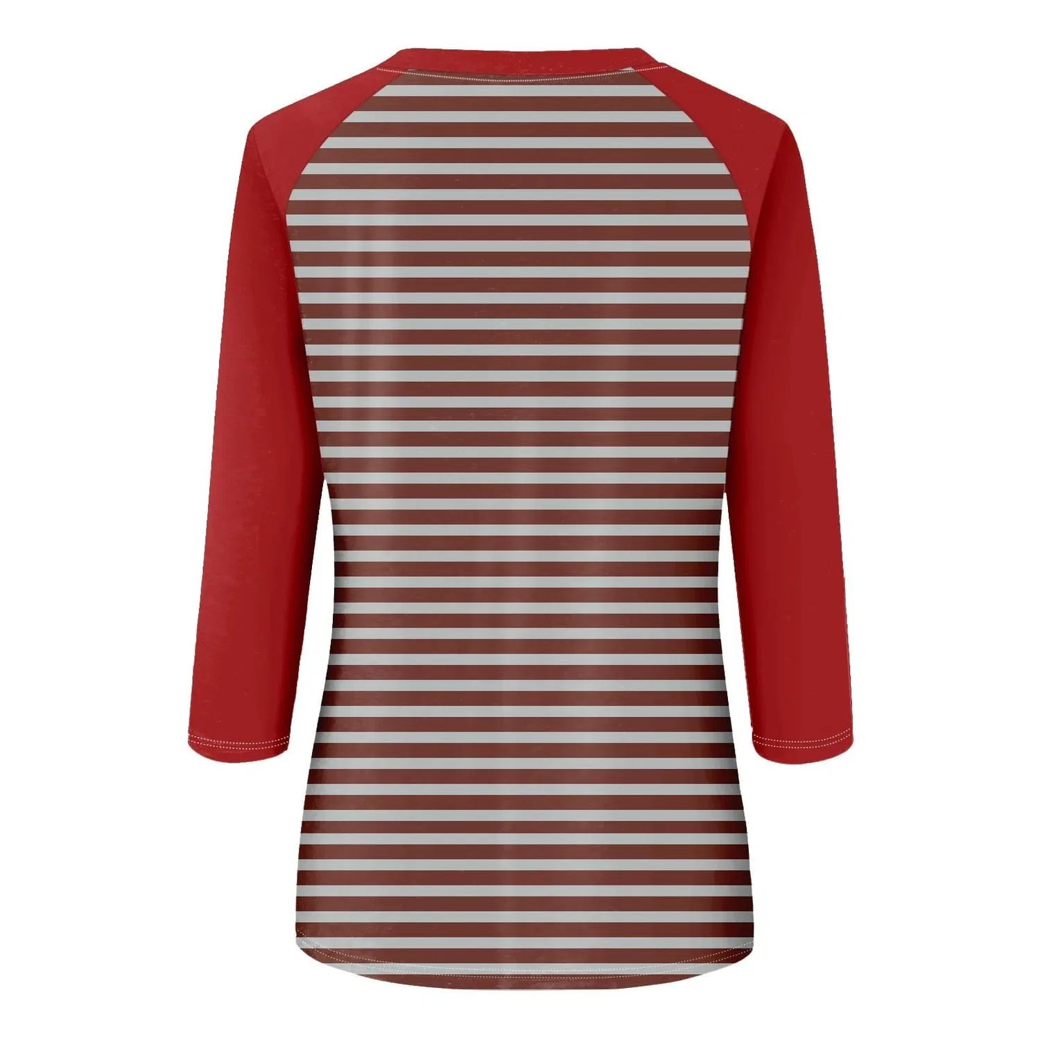 Женская майка с цветочным принтом Floral Print Round Neck Long Sleeve Lace Top, Red-3 — фото 4
