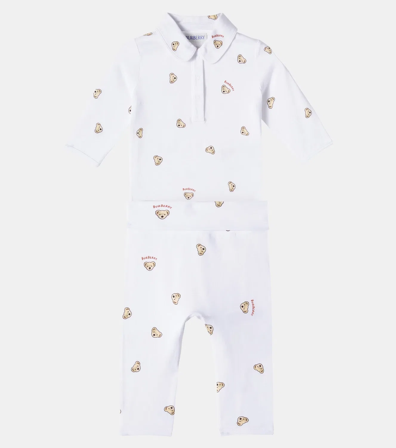 Комплект боди и леггинсов с логотипом Burberry Kids, белый — фото 2