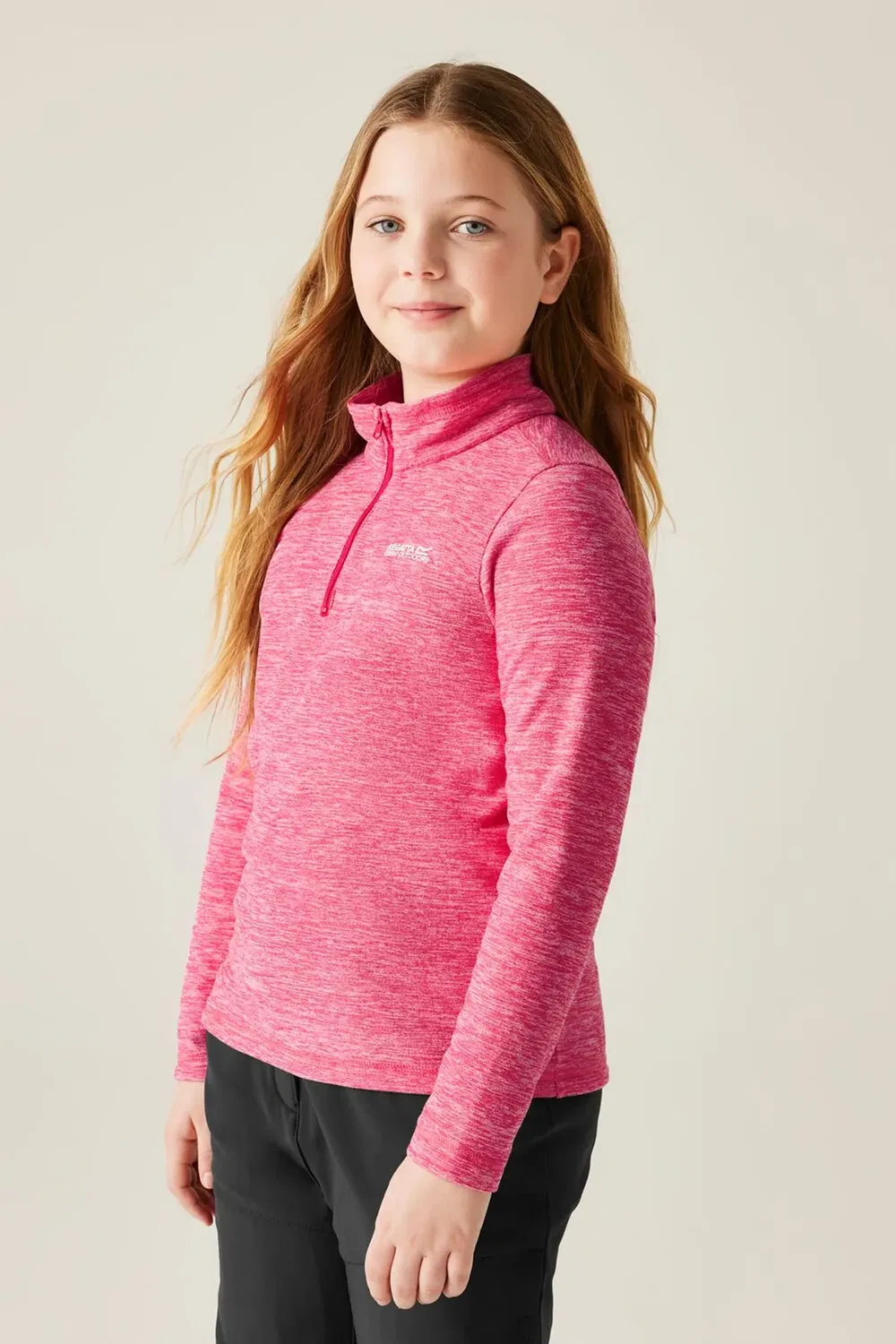 Детское худи с молнией Hot Shot Marl Half Zip Fleece Regatta, Pink — фото 2