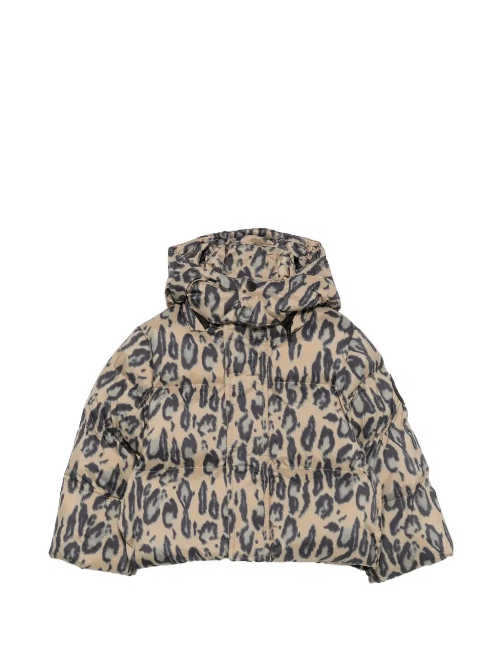 Пуховик с леопардовым принтом Stella McCartney Kids, бежевый