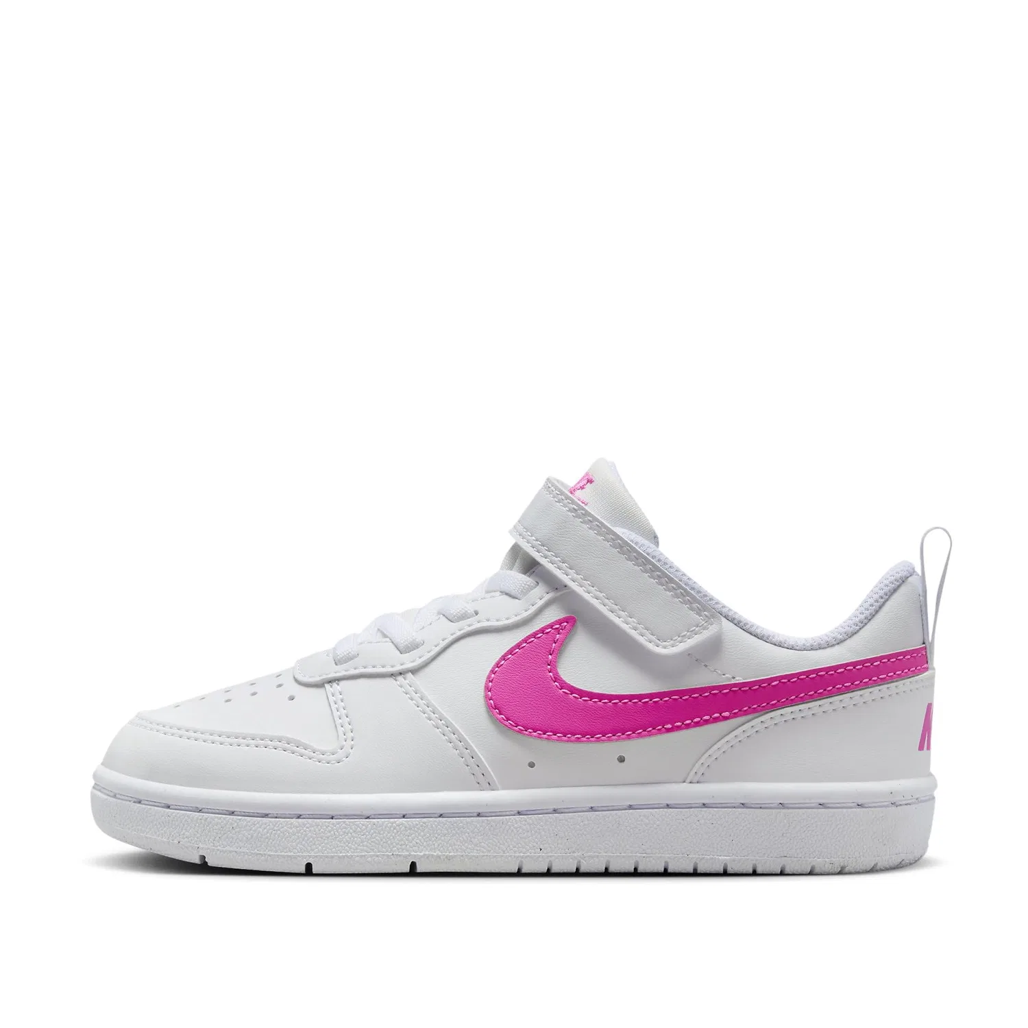 Детские кроссовки для девочек с кожаным верхом NIKE Court Borough Low Recraft PS NIKE, White Laser Fuchsia