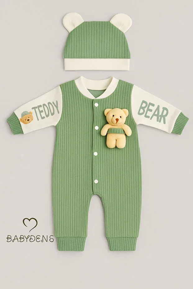 Детский комбинезон-утенок с принтом Teddy Bear Themed Jumpsuit Set Babyden'S, Green — фото 3