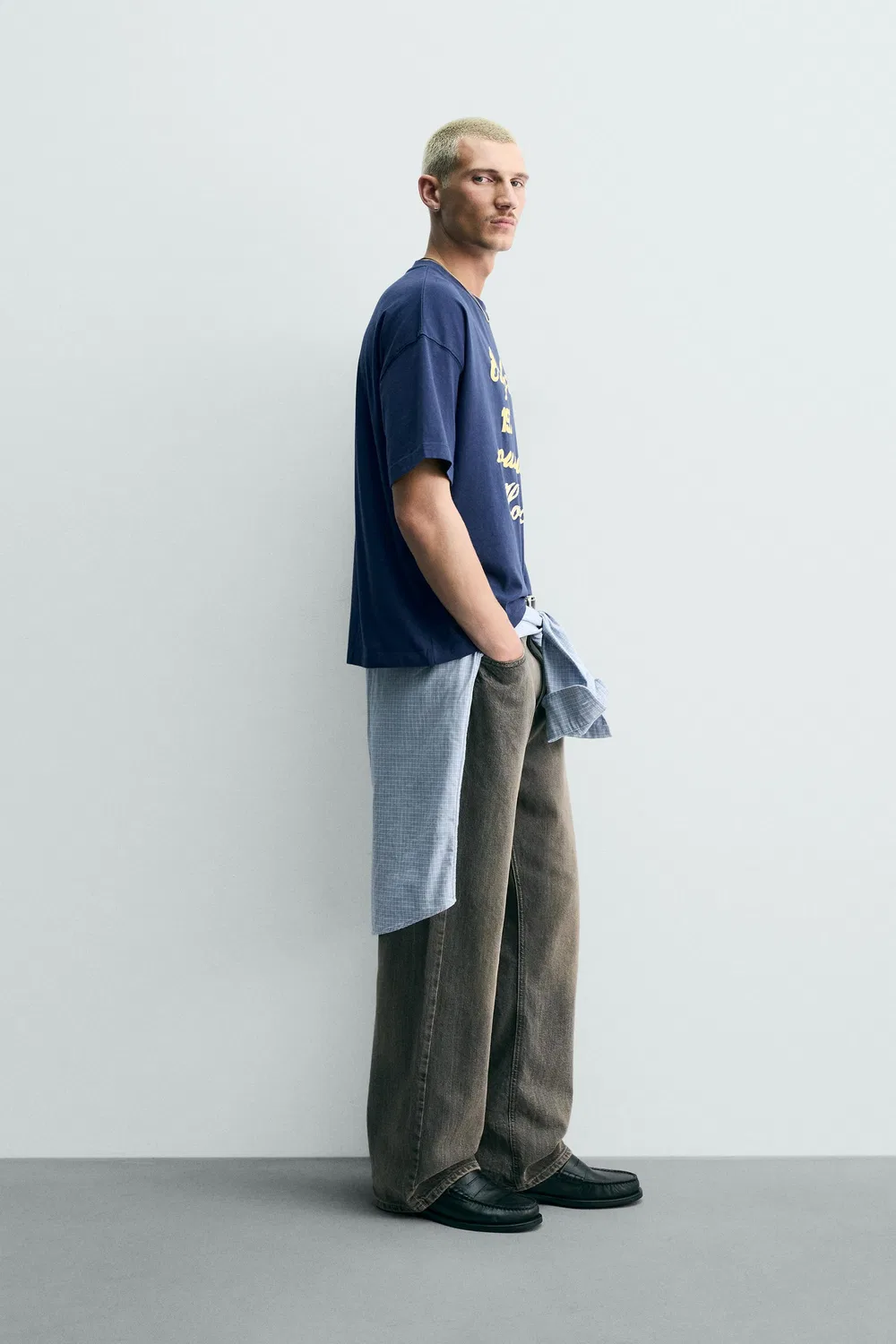 Футболка с вышитым принтом ZARA, Navy Blue — фото 4