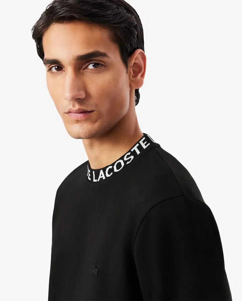 Мужская джерсовая кофта с жаккардовыми деталями Lacoste, Negro — фото 3