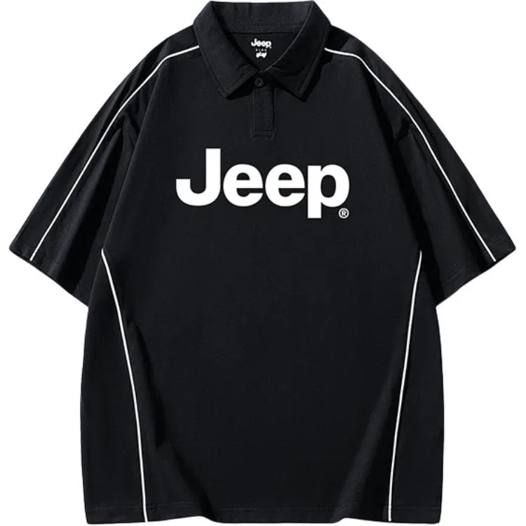 Детская футболка с воротником-поло из хлопка с эластаном Jeep, Black