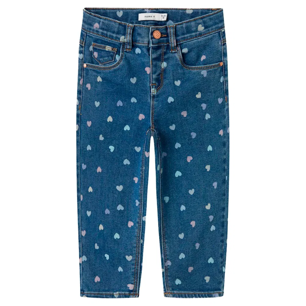 Детские джинсы для девочек с принтом Bella Mom Shaped 3555 Name it, Blue — фото 3