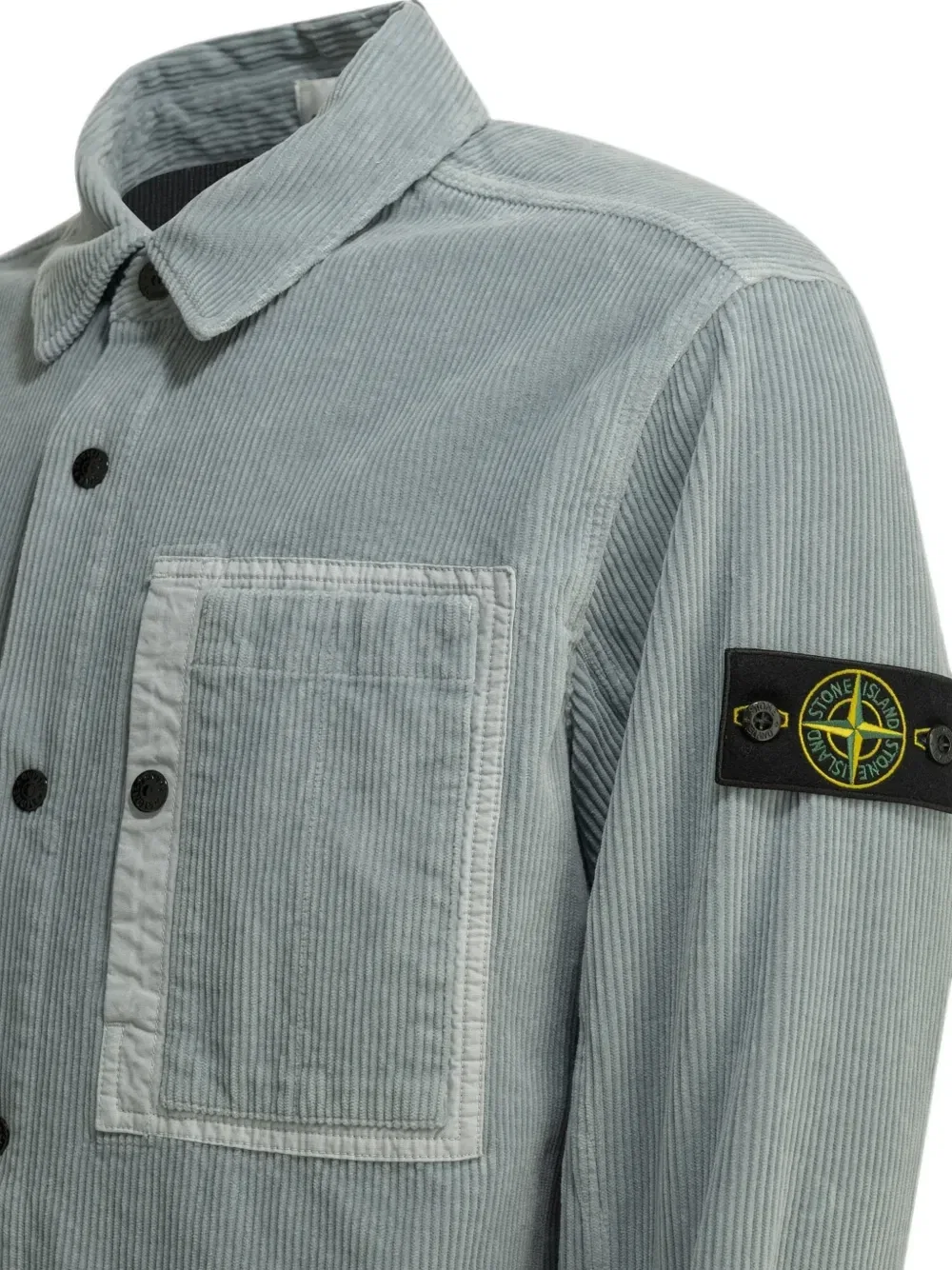 Вельветовая куртка-рубашка с мотивом компаса Stone Island, серый — фото 3