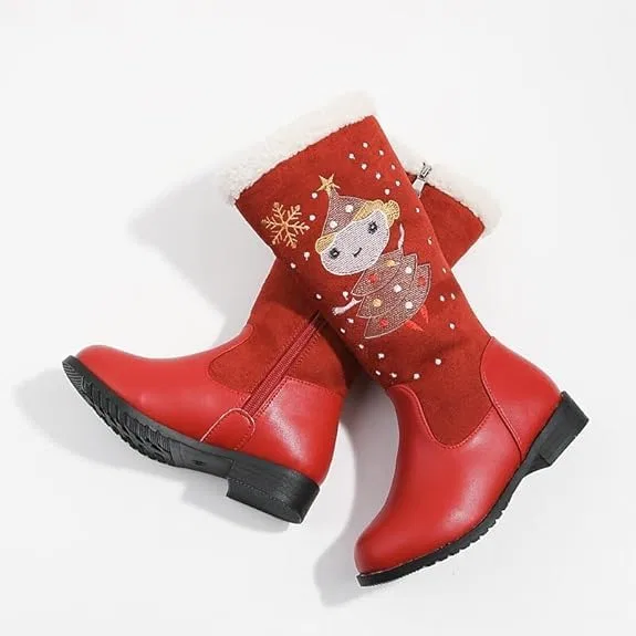 Детские зимние сапоги для девочек с молнией Winter Princess Boots, Red — фото 2