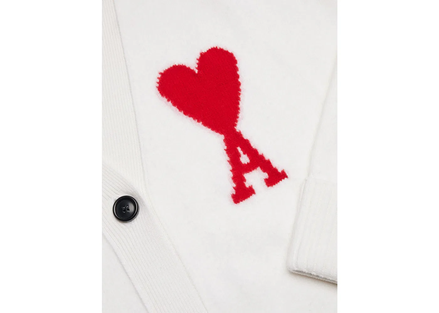 Мужской кардиган оверсайз из мериносовой шерсти Ami De Coeur Ami Paris, White/Red — фото 2