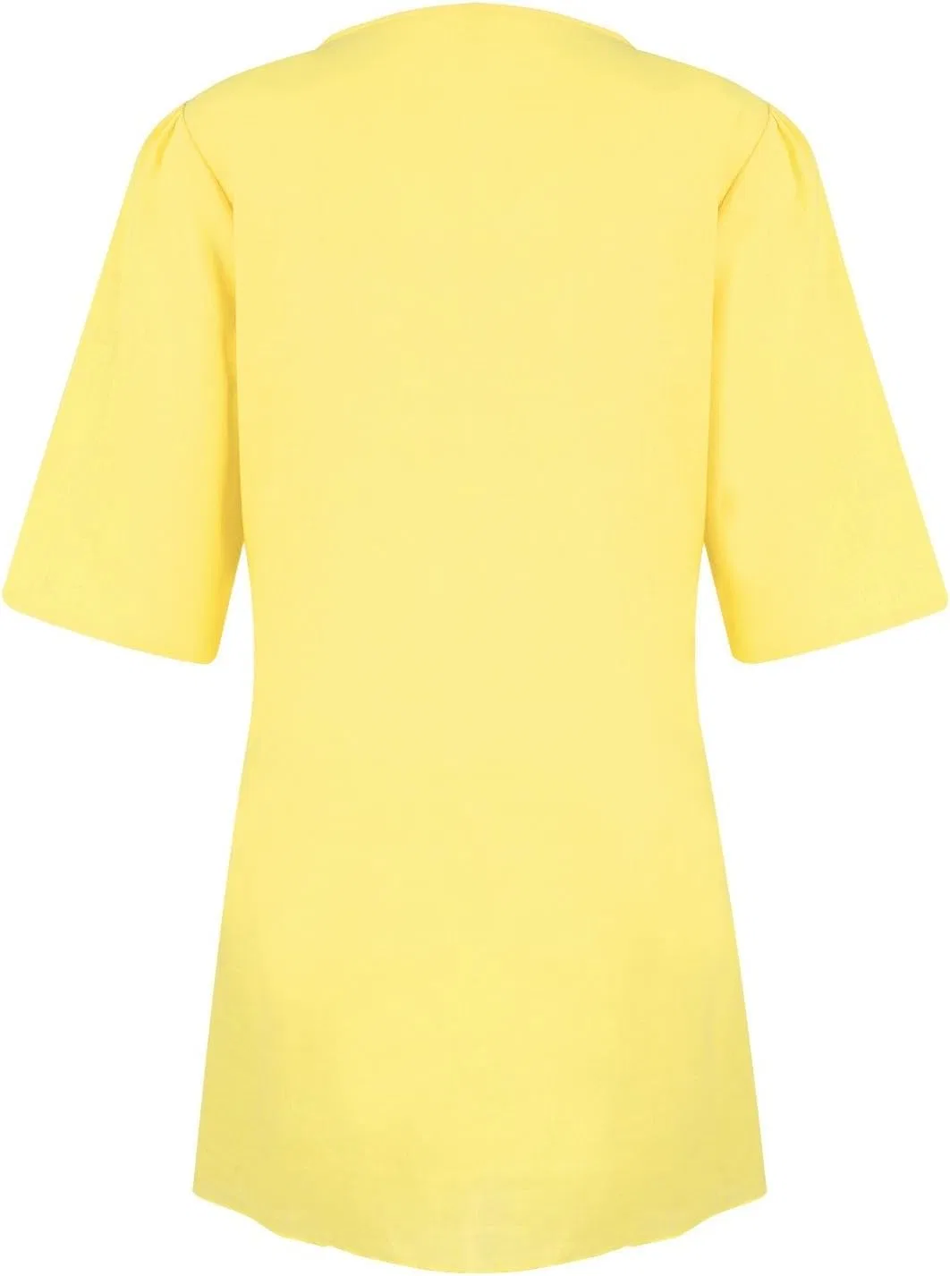 Женское хлопковое платье миди с V-образным вырезом, Yellow — фото 4