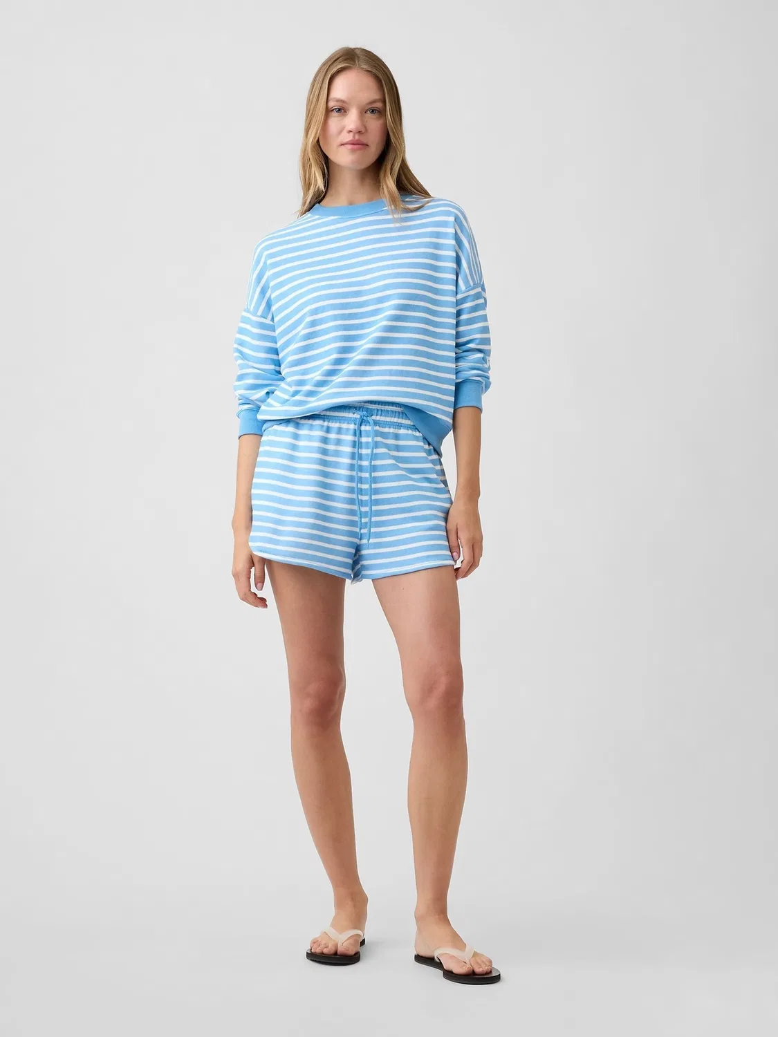 Шорты из французского футера, Relaxed Fit Gap, Blue Stripe — фото 3