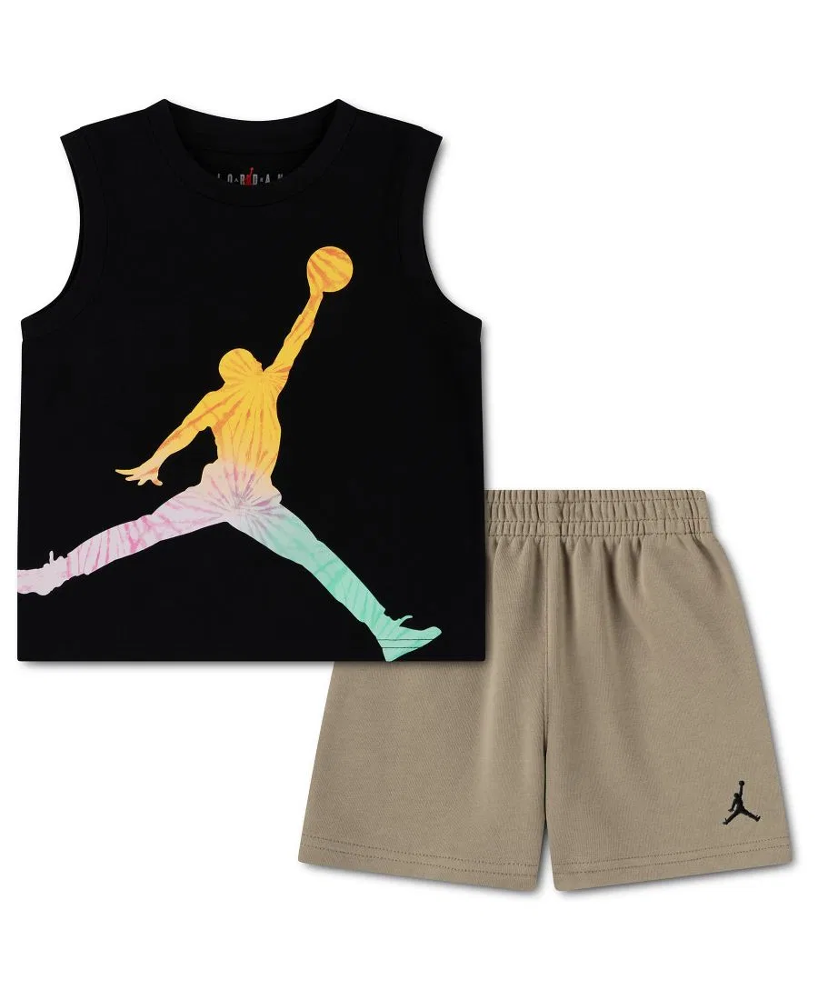 Комплект из топа и шорт Jordan, Black/Beige