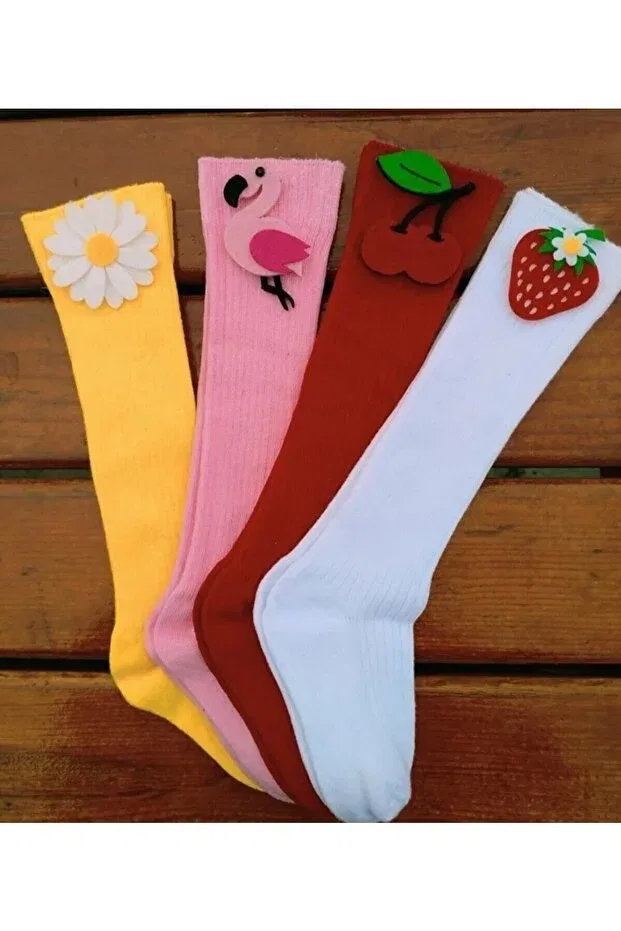 Детские носки для новорожденных до колена 4-пак Özkardeşler Baby, White Pink Yellow Red