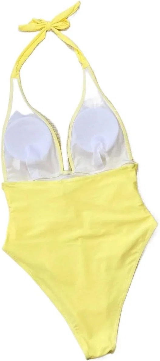 Женский монокини с утяжкой на бретелях, Yellow — фото 3