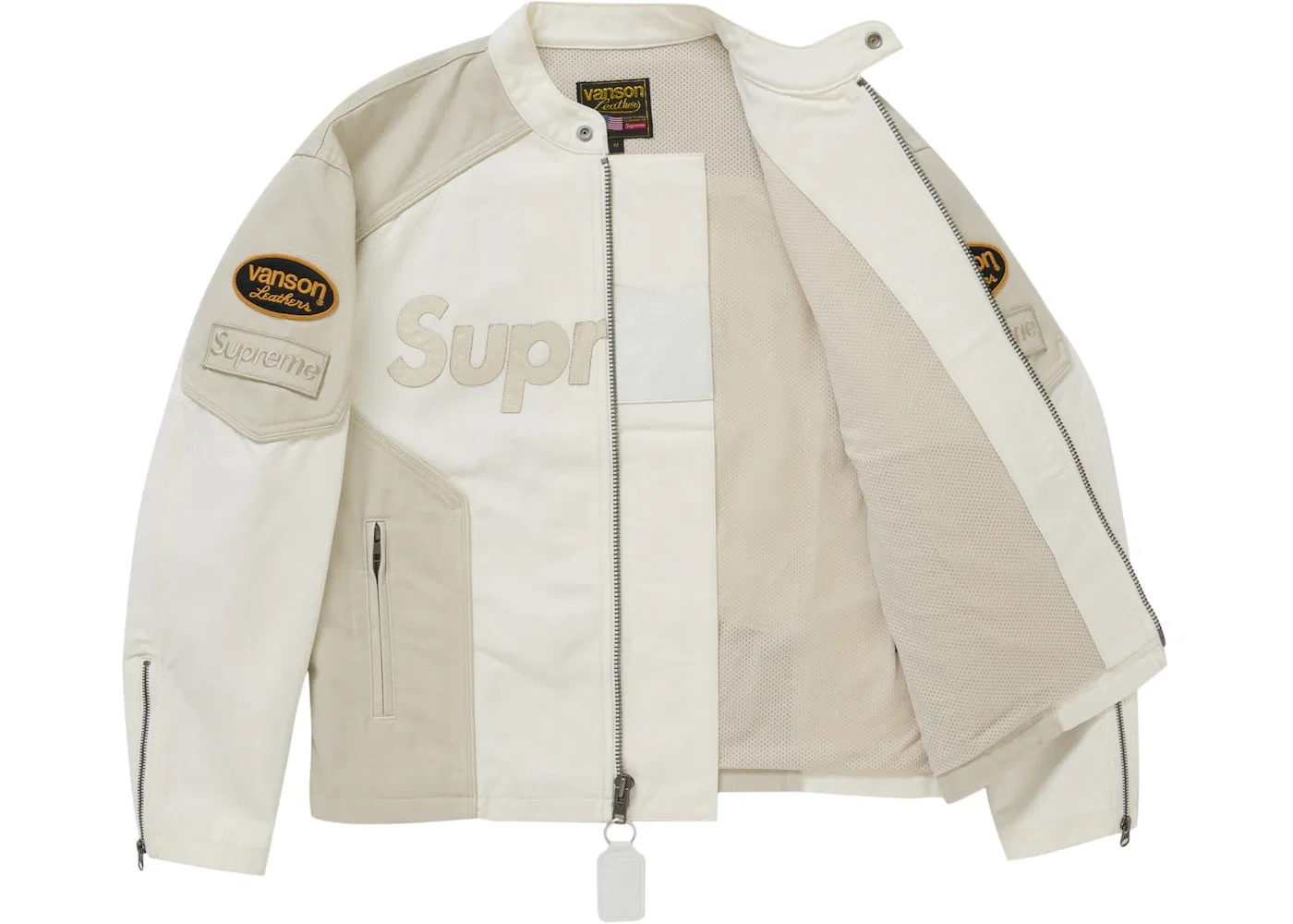 Мужская куртка из кордуры с хлопком Supreme Vanson Leathers, White — фото 2