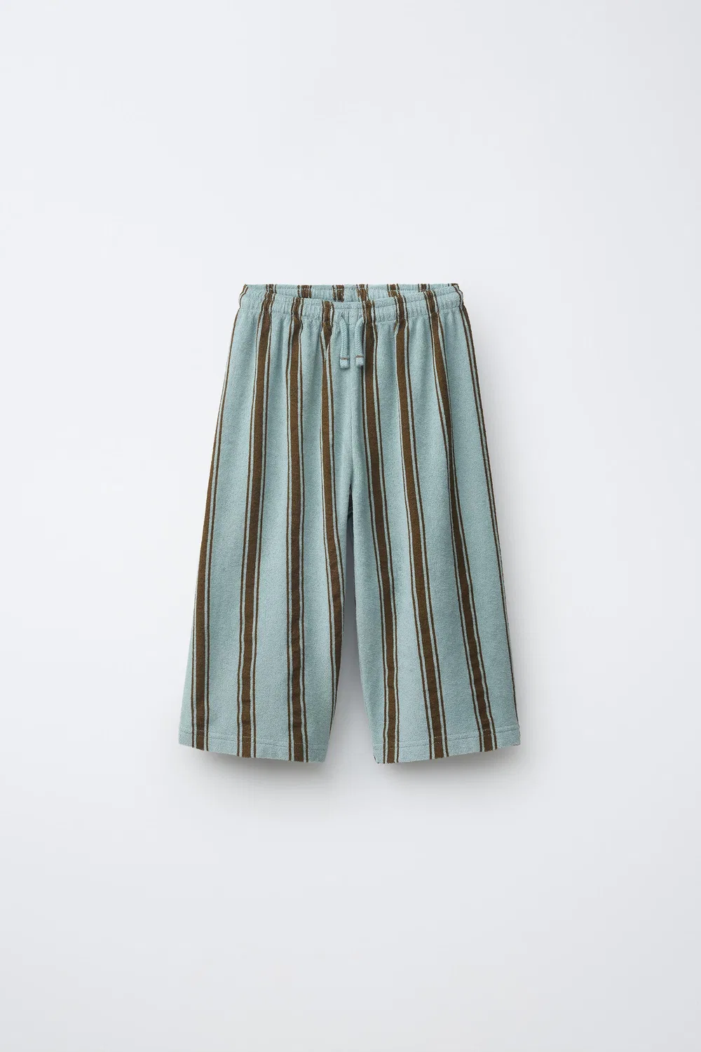 Свободные полосатые брюки из махровой ткани ZARA, Blue/Green