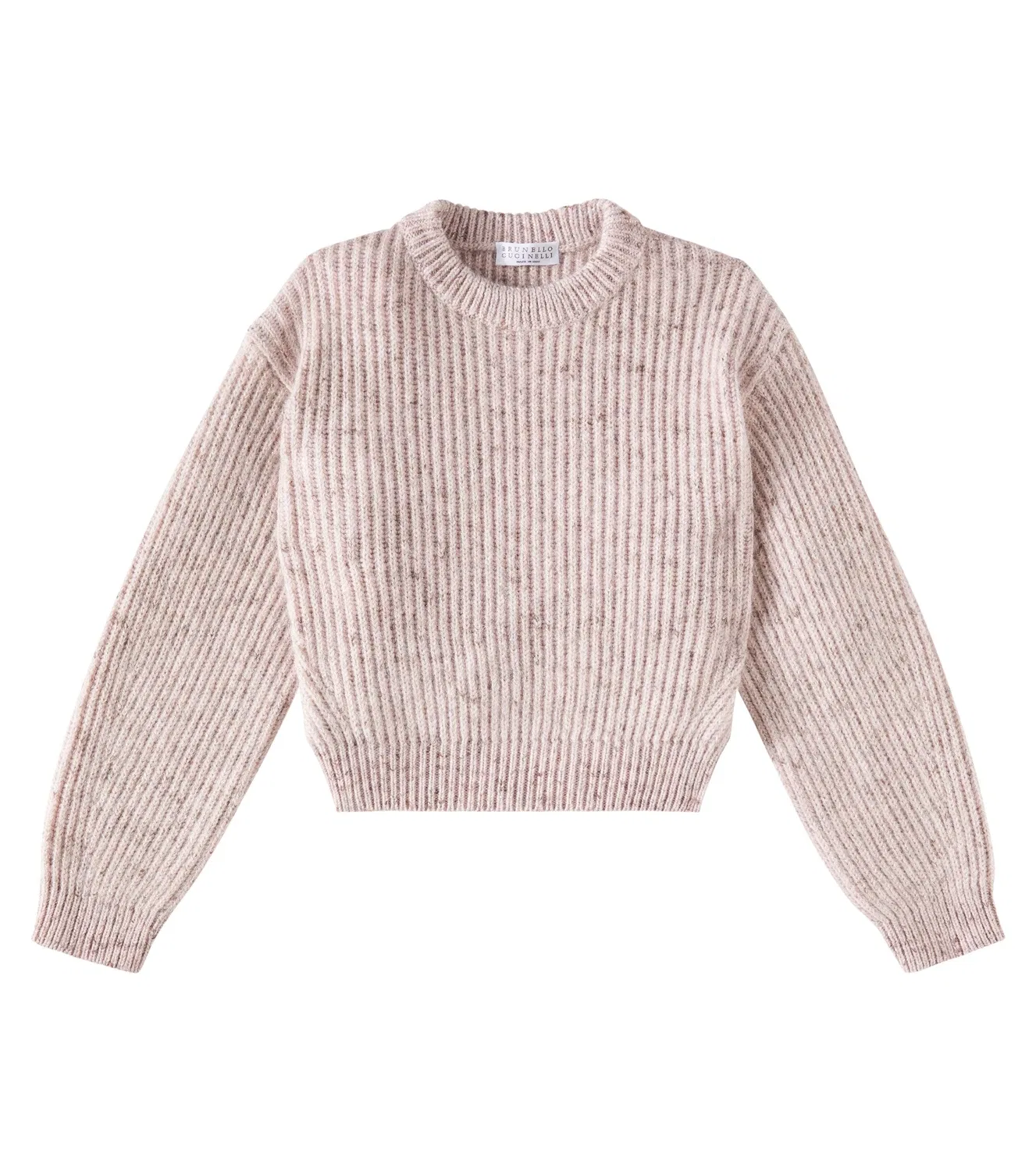 Свитер из твида с добавлением шерсти и мохера Brunello Cucinelli Kids, розовый
