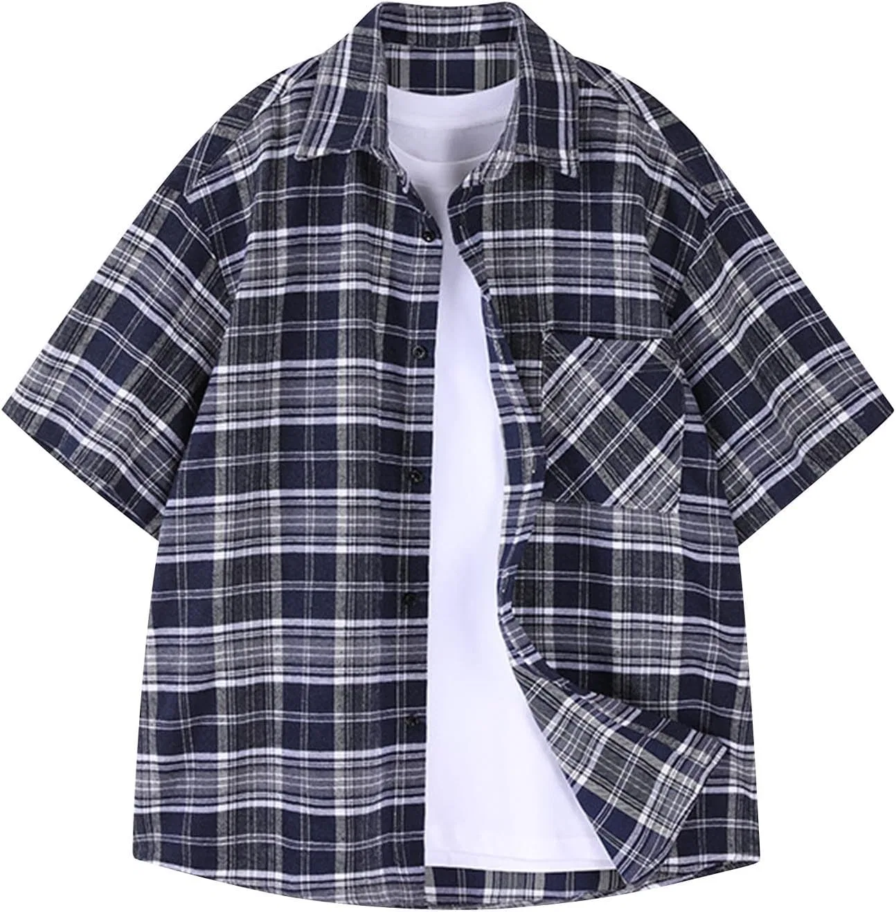 Мужская рубашка-поло в клетку Casual Regular Fit, Navy