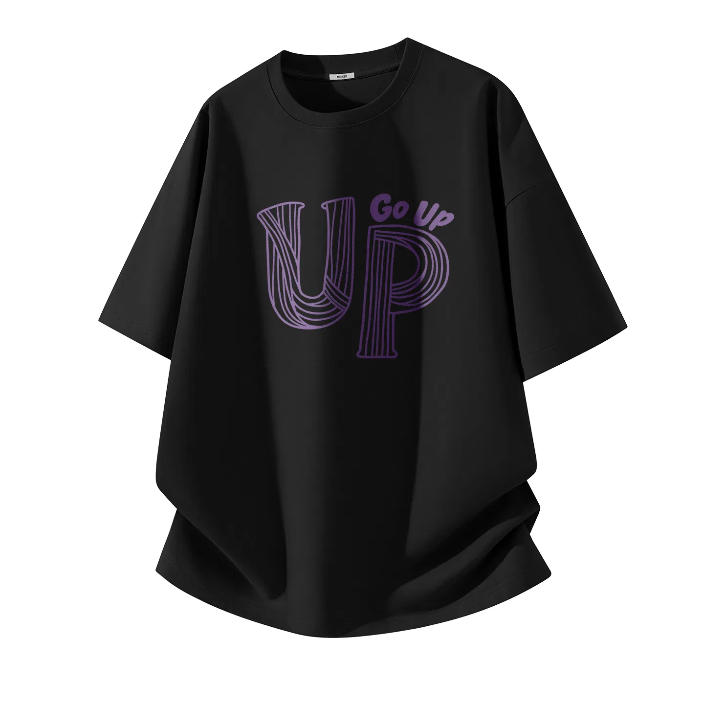 Футболка детская хлопковая MINISO, Black (Rhythmic Purple Pattern)