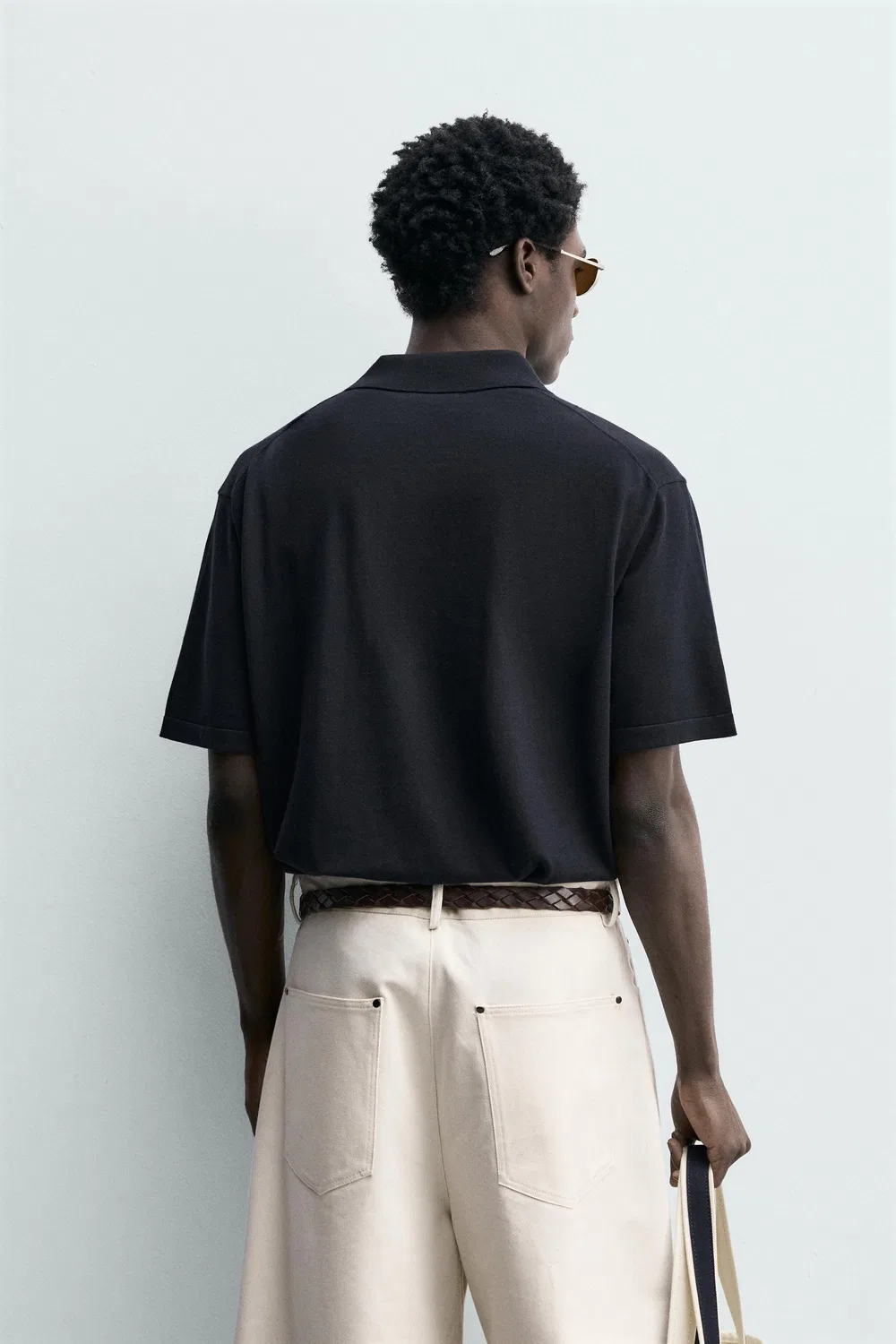 Поло из трикотажа из хлопковой смеси, стандартного кроя ZARA, Dark Navy — фото 3