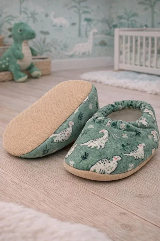Детские пинетки с узором Peppino, Khaki