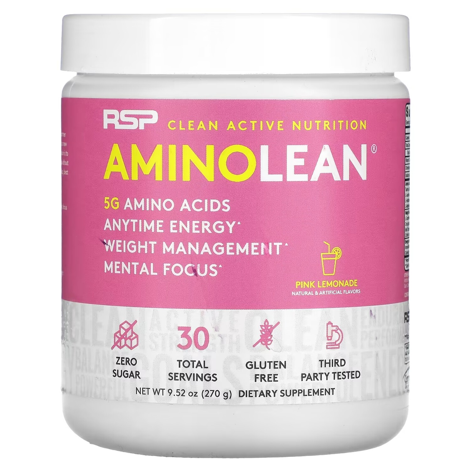 

Аминокислоты RSP Nutrition AminoLean Anytime Energy со вкусом розового лимонада, 270 г