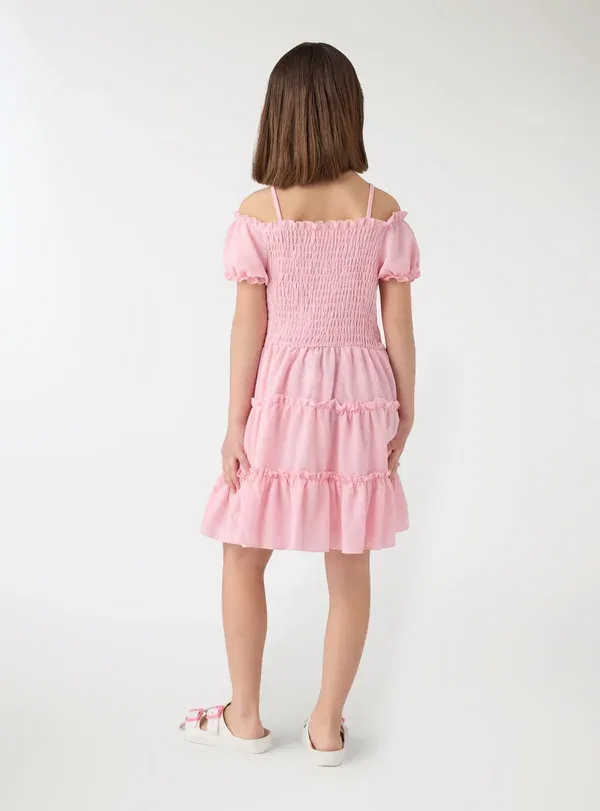 Платье повседневное с кружевной отделкой Day dress Terranova, Rosa Confetto, розовый — фото 3
