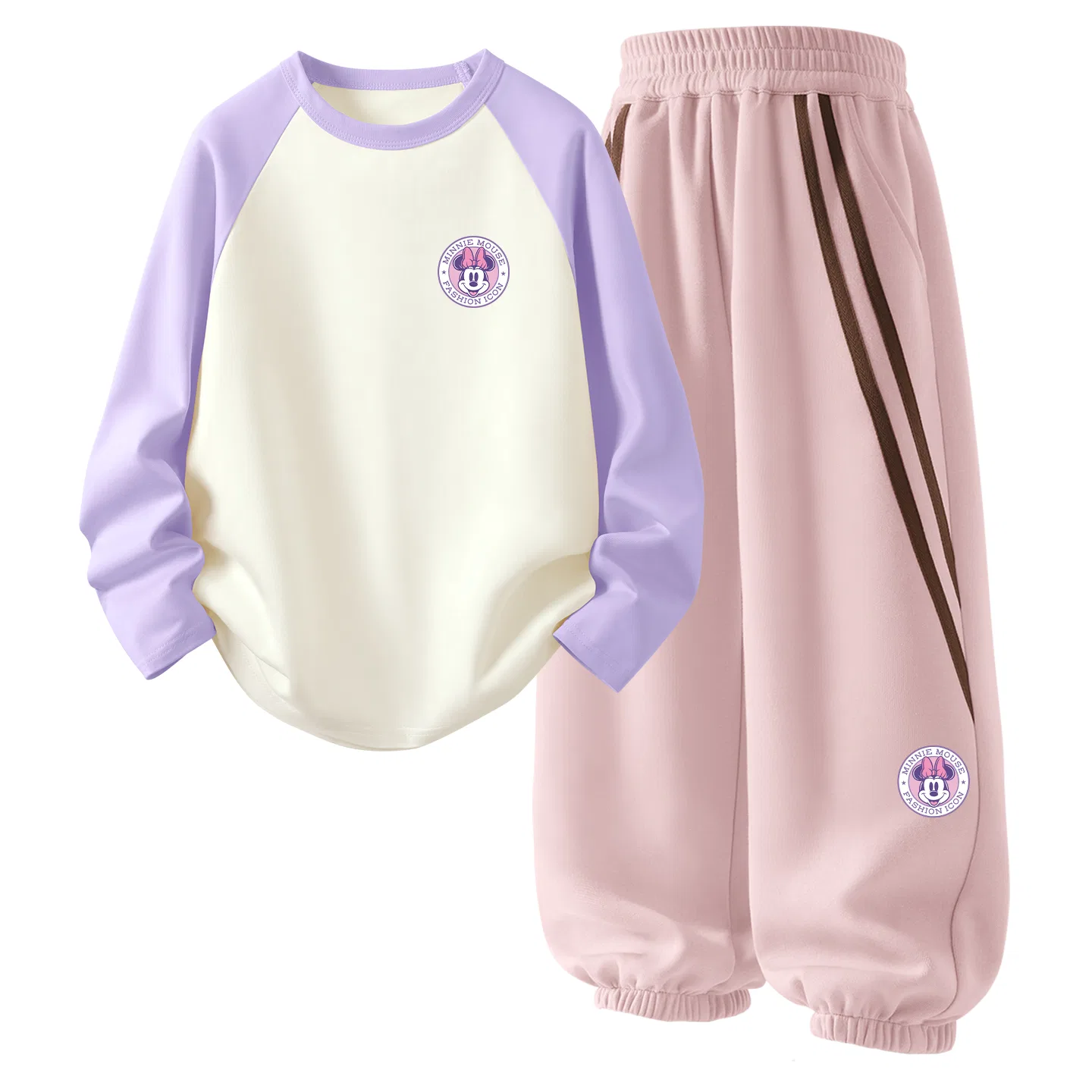 Детский спортивный комплект с принтом Minnie K, Disney, Taro Purple/Right Side Below Lotus Pink