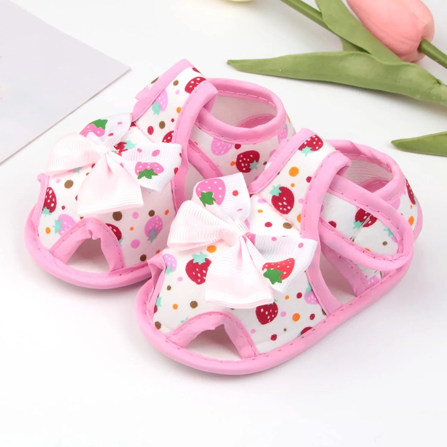 Детские кроссовки для девочек с принтом клубники, Pink — фото 2