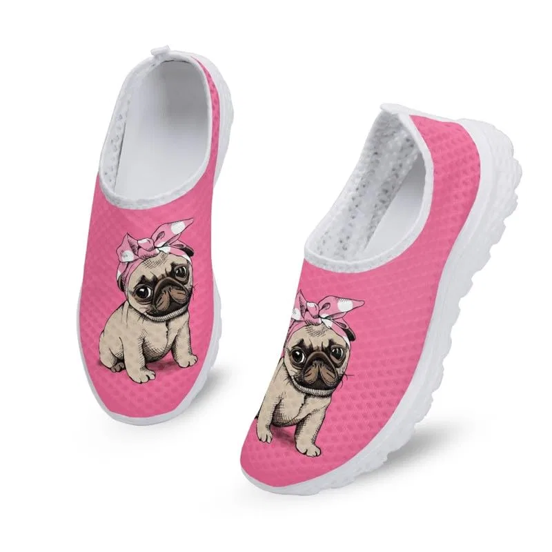 Детские кроссовки для девочек с принтом Balloon Dachshund Trainers with Pocket and Frog Garronmavis, Cartone Animato Pug Dog P